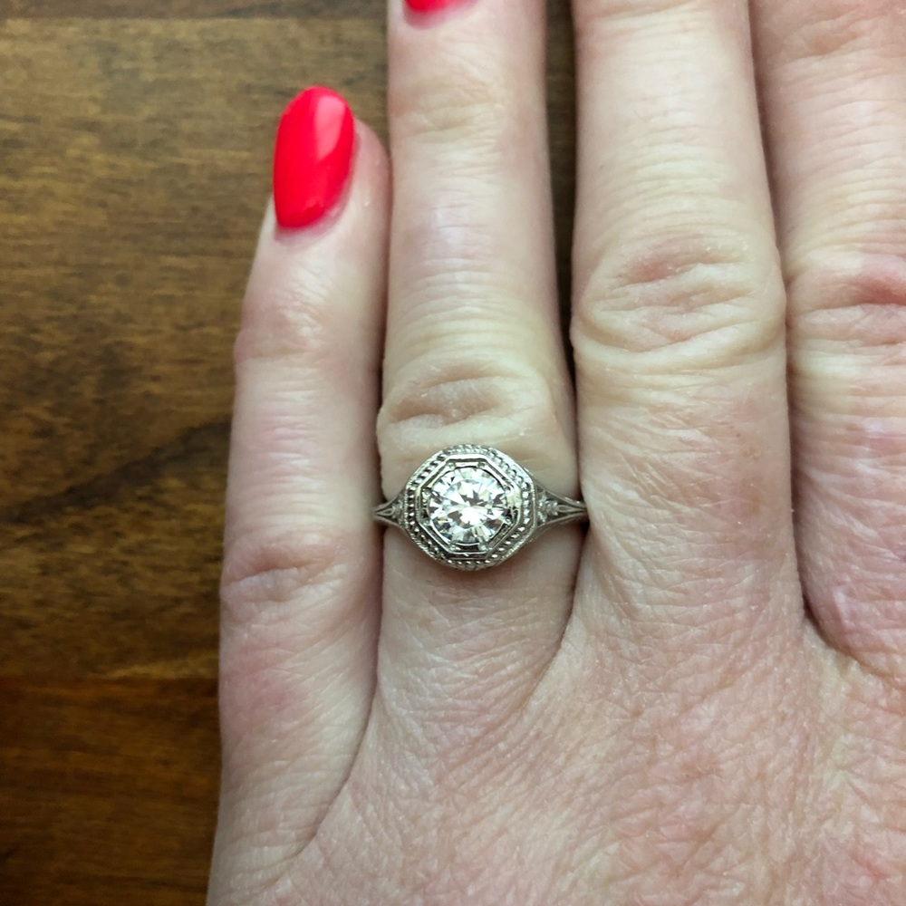 Vintage one carat moissanite ring